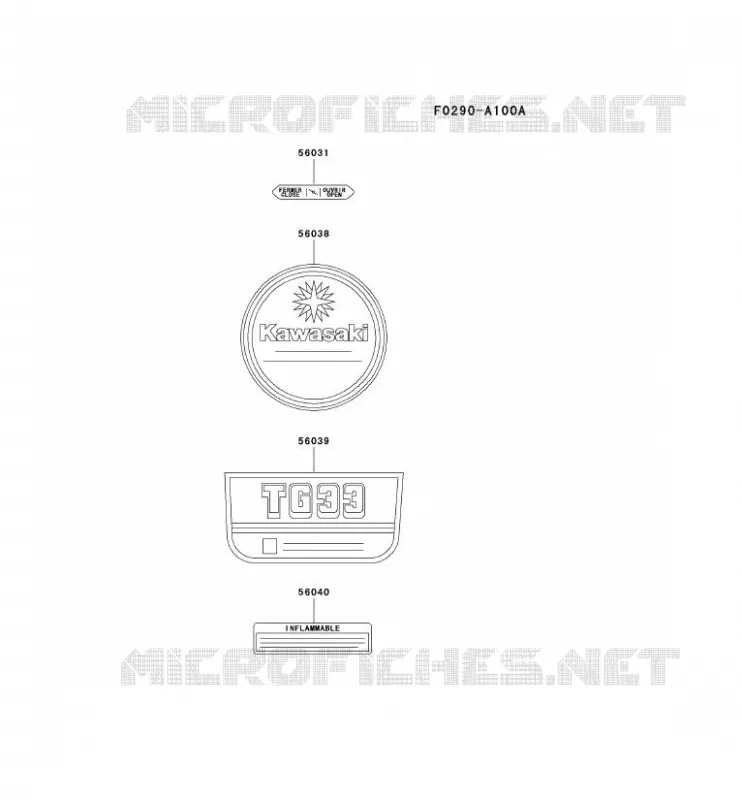 LABEL Kawasaki Petits Moteurs TG TG033D TG MOTORS  TG033D-BH33