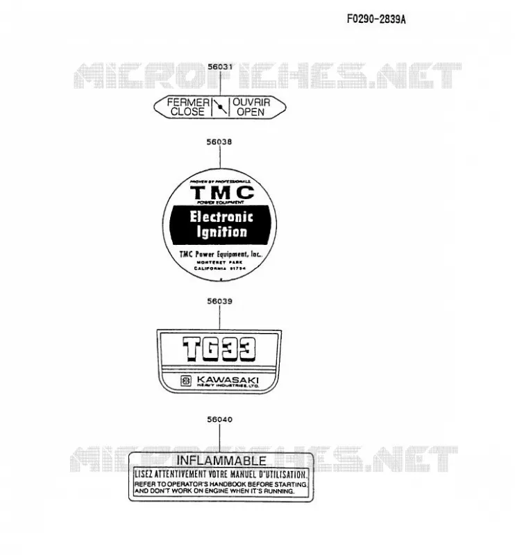 LABEL Kawasaki Petits Moteurs TG TG033D TG MOTORS  TG033D-DF70