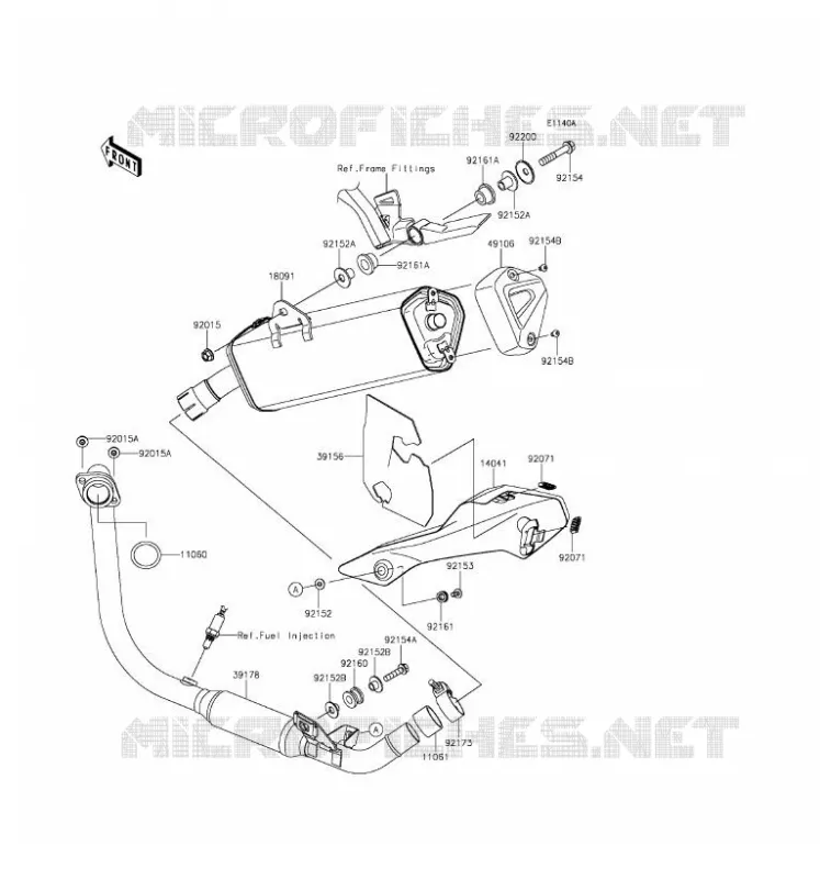 &Eacute;CHAPPEMENT Kawasaki MOTOS 250 2016 Z250SL ABS  BR250FGF