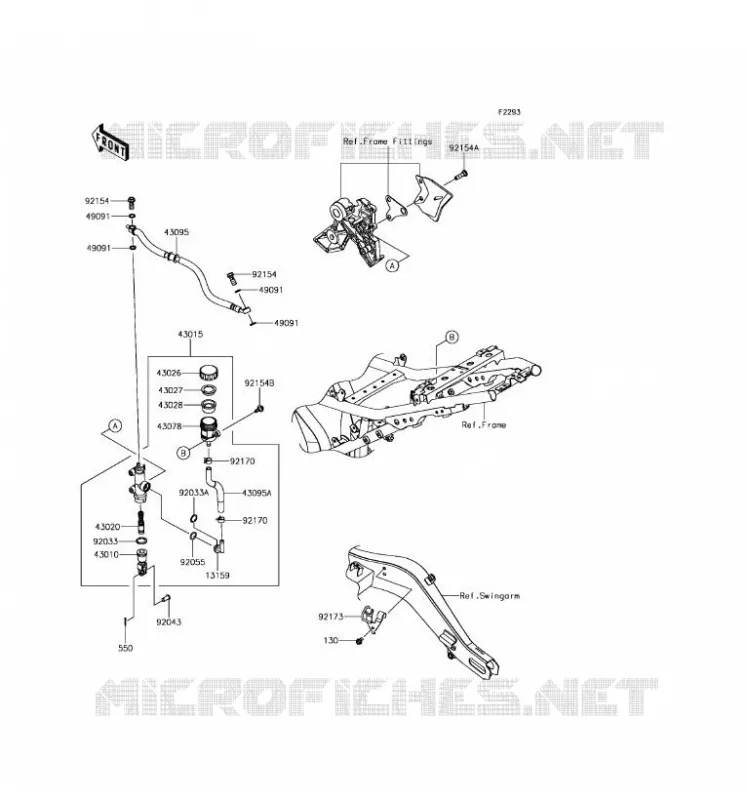 MAITRE CYLINDRE ARRI&Egrave;RE Kawasaki MOTOS 650 2017 Z650  ER650GHF