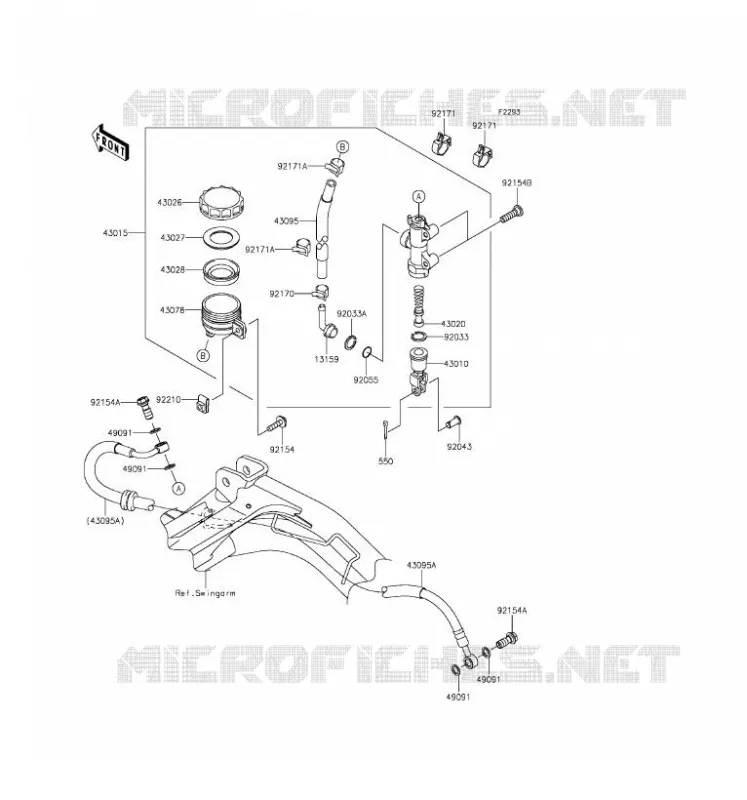 MAITRE CYLINDRE ARRI&Egrave;RE Kawasaki MOTOS 650 2016 ER-6F  EX650EGF