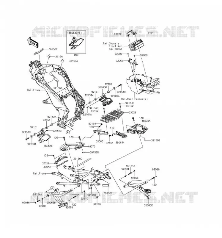 PIECE DE CADRE (COUVERTURE) Kawasaki MOTOS 1000 2016 VERSYS 1000  KLZ1000BGF
