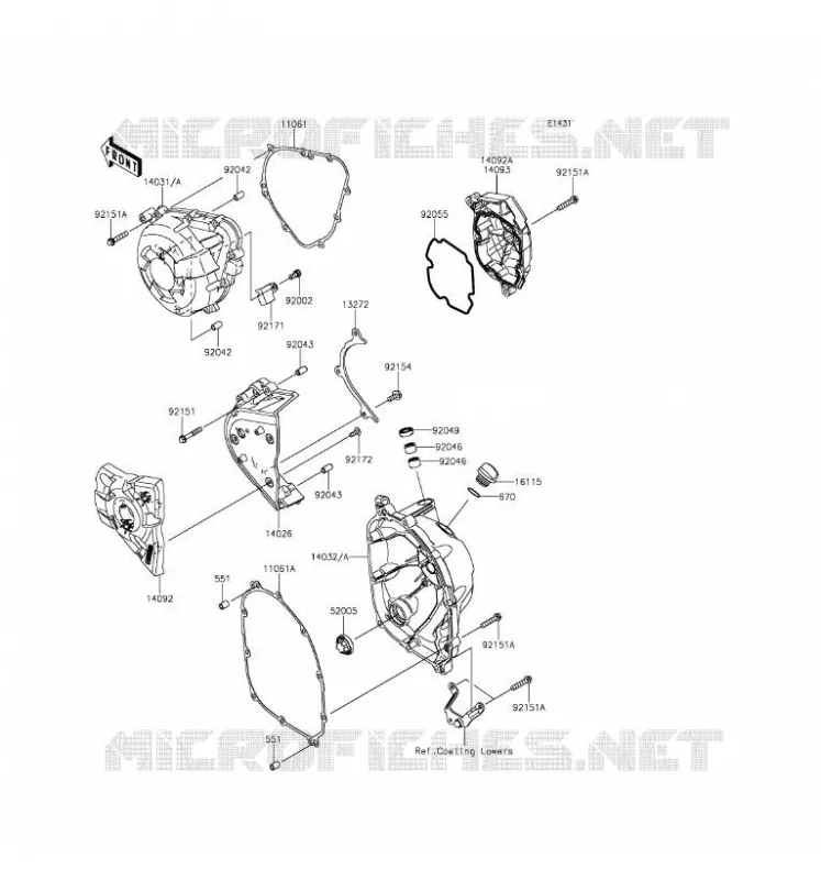 COUVERCLES MOTEUR Kawasaki MOTOS 1000 2016 Z1000 ABS  ZR1000GGF