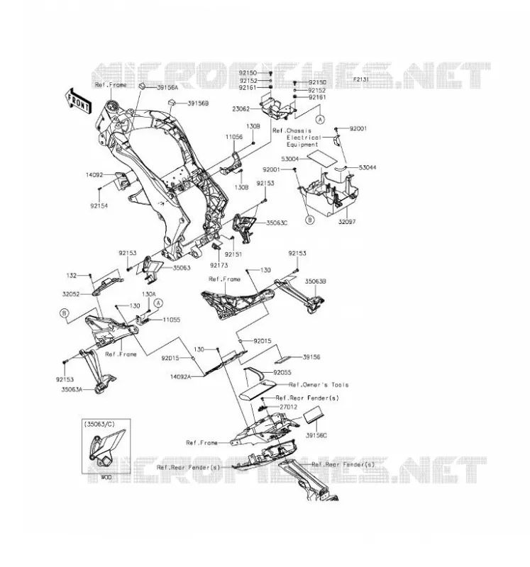 PIECE DE CADRE (COUVERTURE) Kawasaki MOTOS 1000 2016 Z1000 ABS  ZR1000GGF