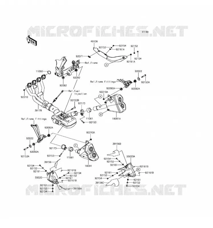 &Eacute;CHAPPEMENT Kawasaki MOTOS 1000 2017 Z1000  ZR1000HHF