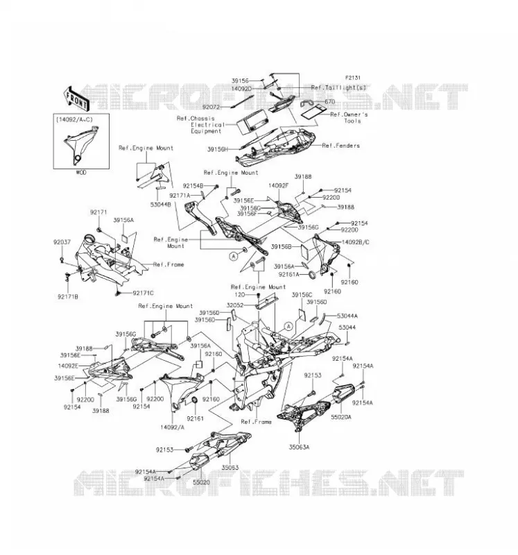 PIECE DE CADRE (COUVERTURE) Kawasaki MOTOS 800 2016 Z800 ABS  ZR800BGF