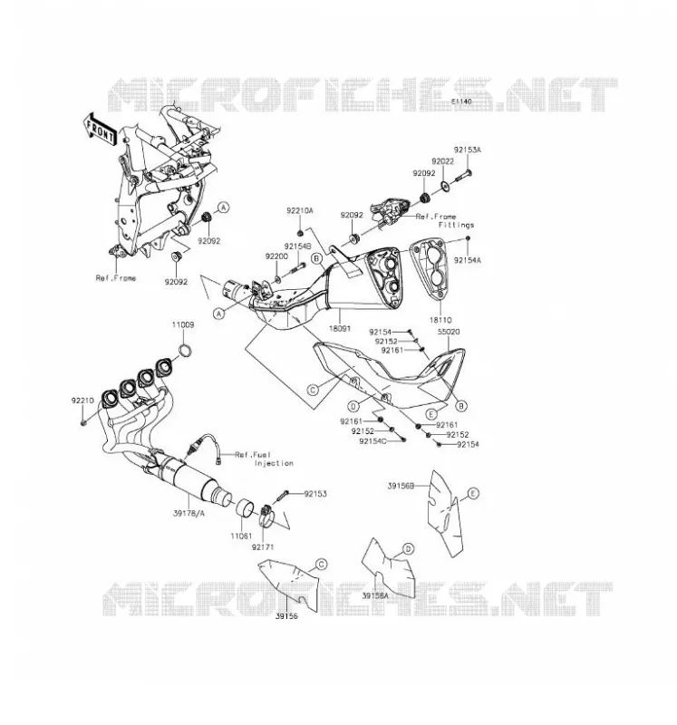 &Eacute;CHAPPEMENT Kawasaki MOTOS 800 2016 Z800  ZR800CGF