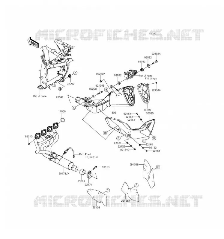 &Eacute;CHAPPEMENT Kawasaki MOTOS 800 2016 Z800 ABS  ZR800DGF