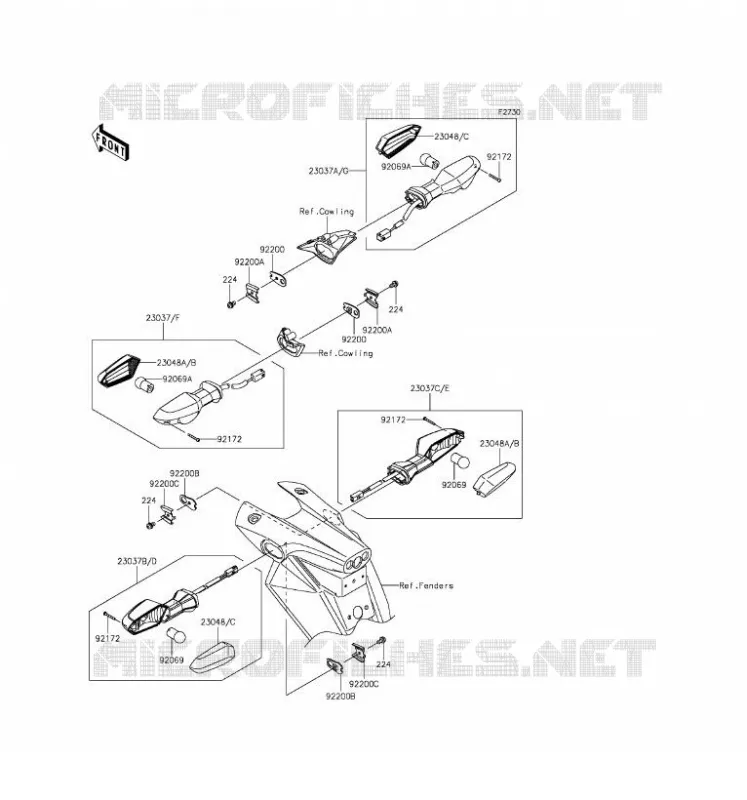 CLIGNOTANTS Kawasaki MOTOS 800 2016 Z800 ABS  ZR800DGFA