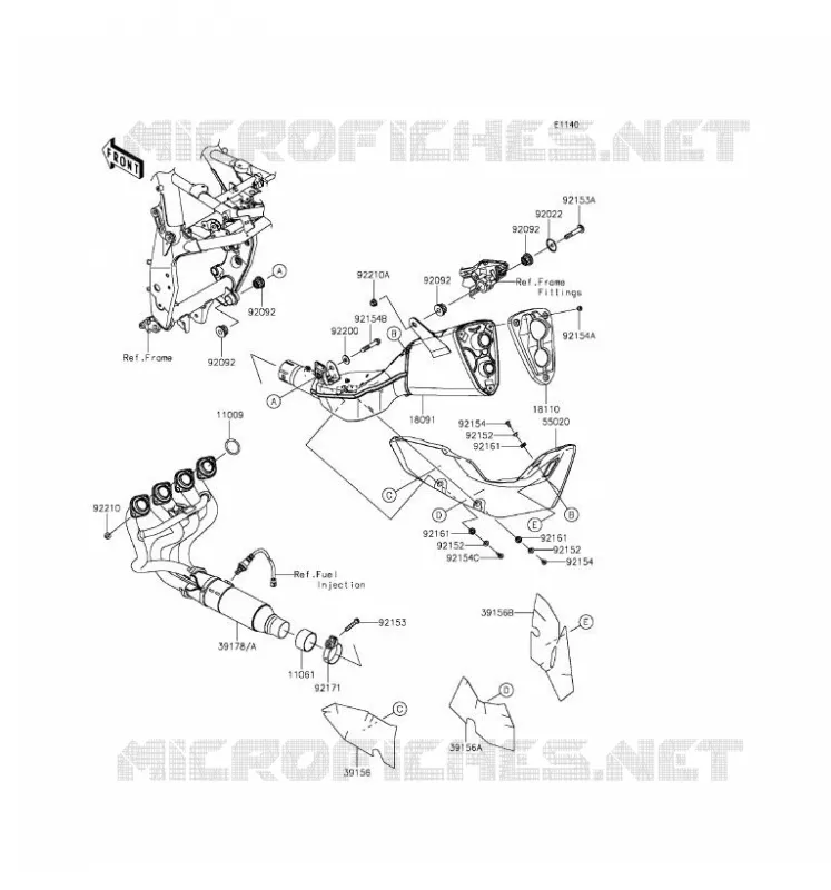 &Eacute;CHAPPEMENT Kawasaki MOTOS 800 2016 Z800 ABS  ZR800DGFA