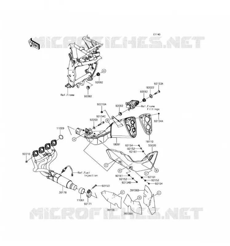 &Eacute;CHAPPEMENT Kawasaki MOTOS 800 2016 Z800  ZR800EGF