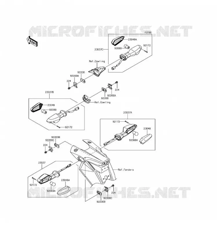 CLIGNOTANTS Kawasaki MOTOS 800 2016 Z800 ABS  ZR800FGF