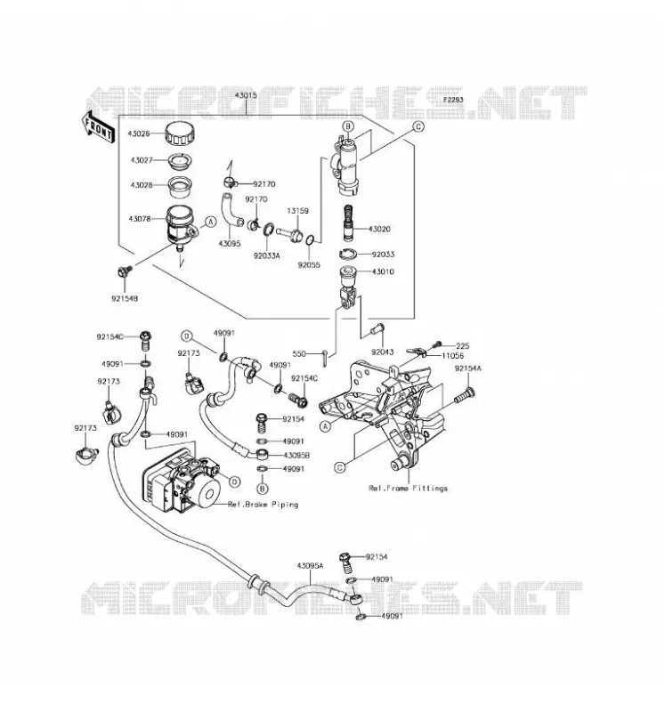 MAITRE CYLINDRE ARRI&Egrave;RE Kawasaki MOTOS 800 2016 Z800 ABS  ZR800FGF