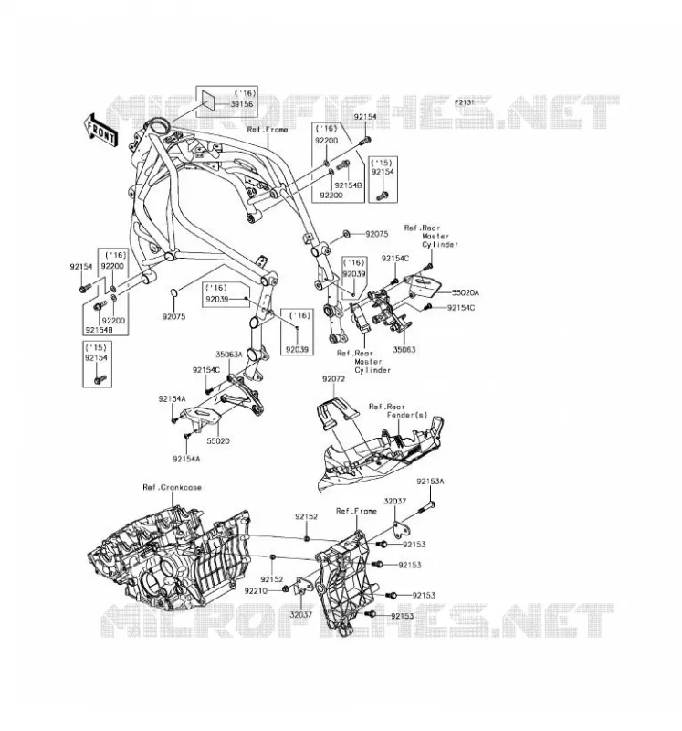 PIECE DE CADRE (COUVERTURE) Kawasaki MOTOS 1000 2016 NINJA H2  ZX1000NGF