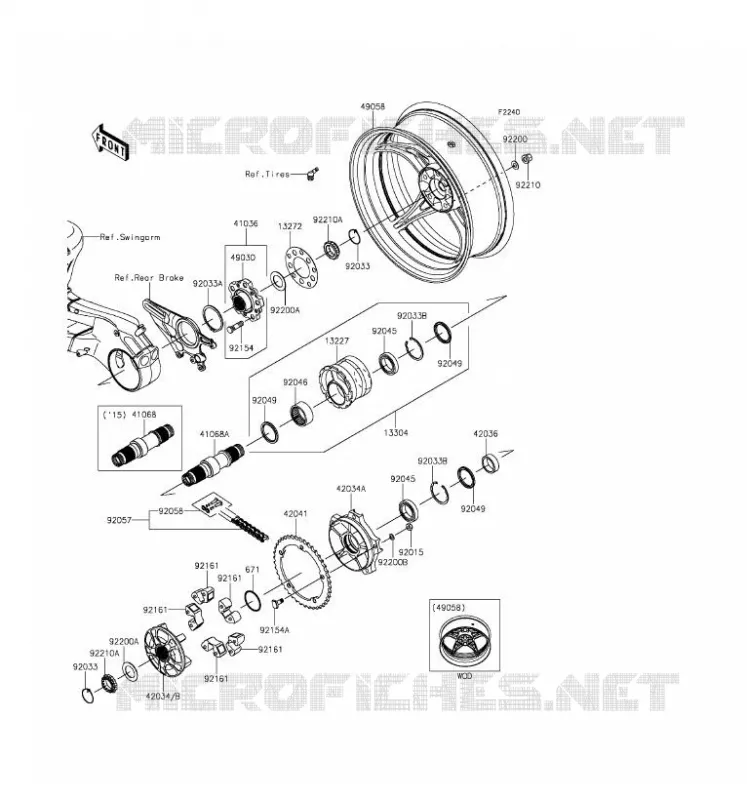 ROUE ARRI&Egrave;RE/CHAINE Kawasaki MOTOS 1000 2016 NINJA H2R  ZX1000PGF