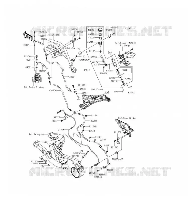 MAITRE CYLINDRE ARRI&Egrave;RE Kawasaki MOTOS 1000 2016 NINJA H2R  ZX1000PGF