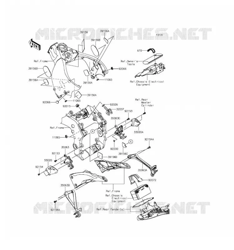 PIECE DE CADRE (COUVERTURE) Kawasaki MOTOS 1000 2016 NINJA ZX-10R ABS  ZX1000SGF