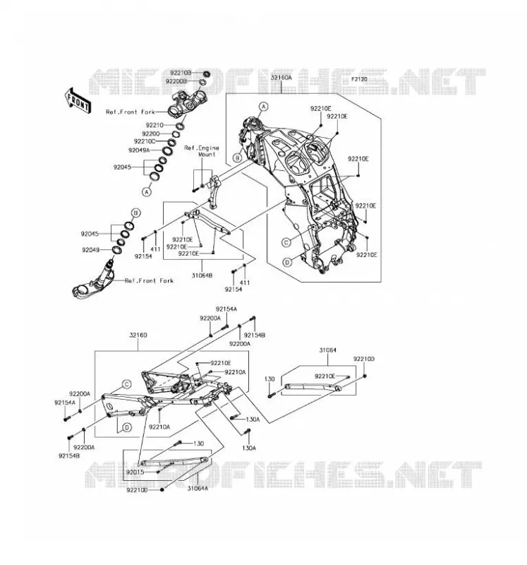 CH&Acirc;SSIS Kawasaki MOTOS 1400 2017 ZZR1400 ABS  ZX1400HHF