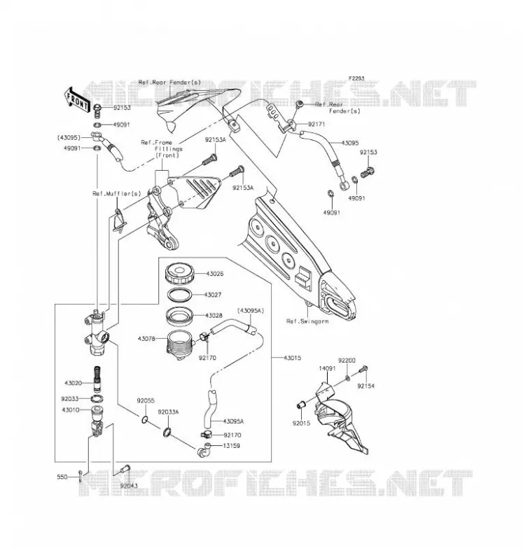 MAITRE CYLINDRE ARRI&Egrave;RE Kawasaki MOTOS 600 2016 NINJA ZX-6R  ZX600RGF