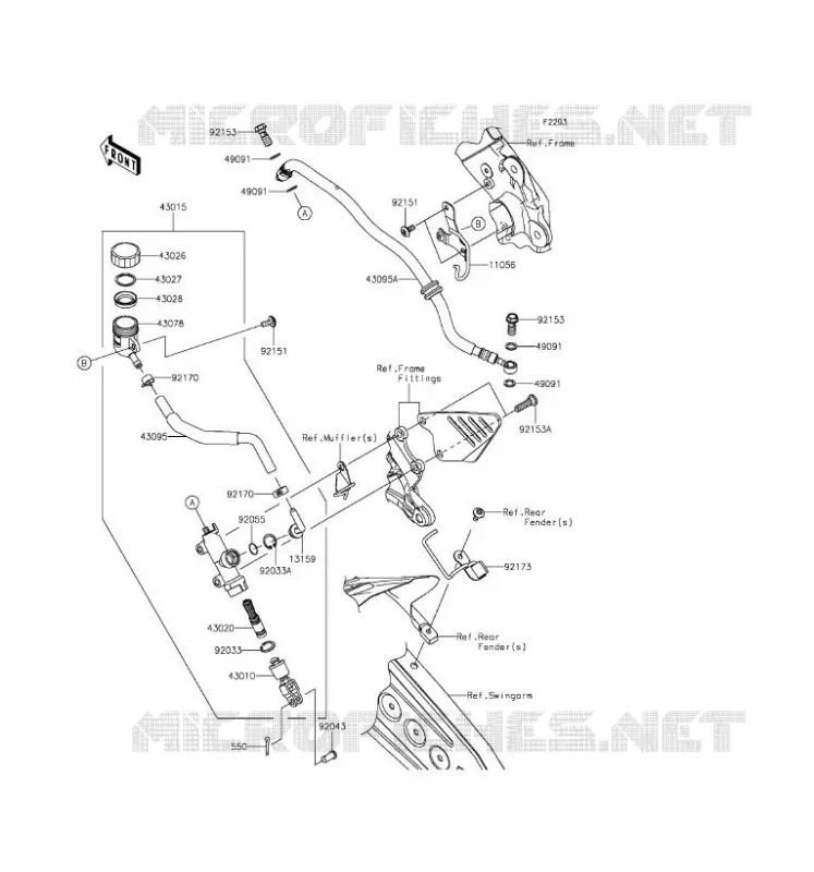 MAITRE CYLINDRE ARRI&Egrave;RE Kawasaki MOTOS 636 2016 NINJA ZX-6R  ZX636EGF