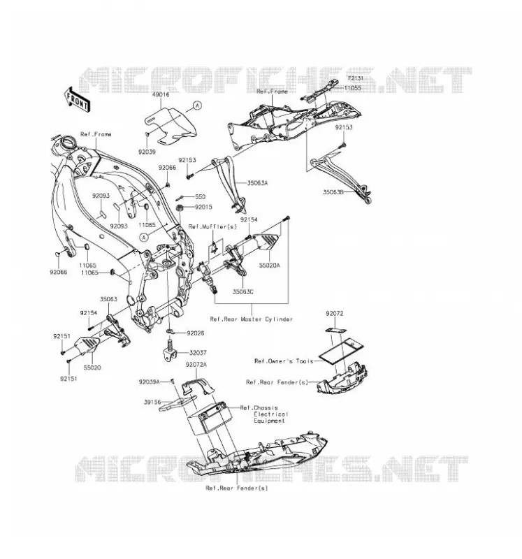 PIECE DE CADRE (COUVERTURE) Kawasaki MOTOS 636 2016 NINJA ZX-6R  ZX636EGF