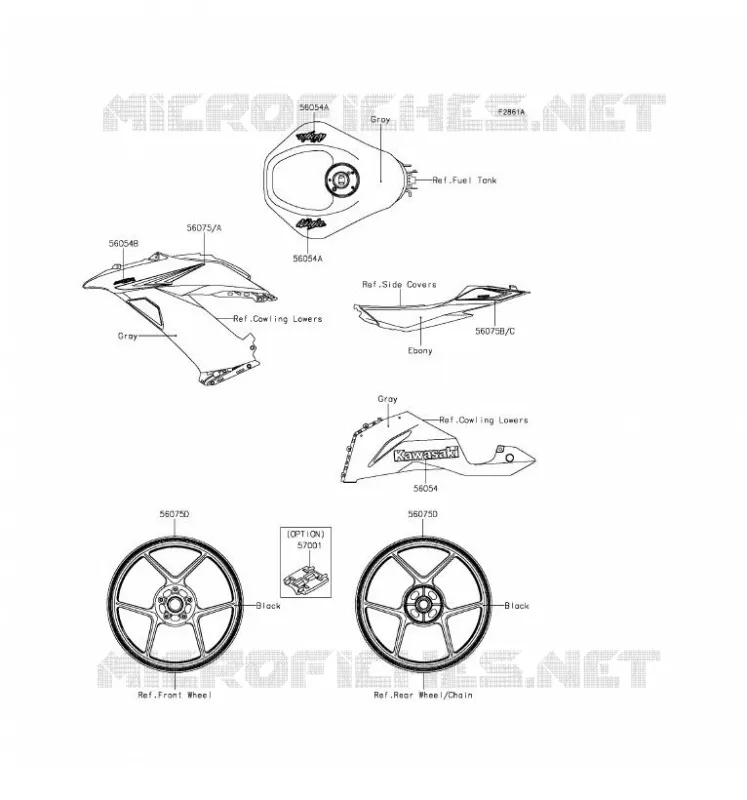 STICKER(GRAY) Kawasaki MOTOS 636 2016 NINJA ZX-6R  ZX636EGF