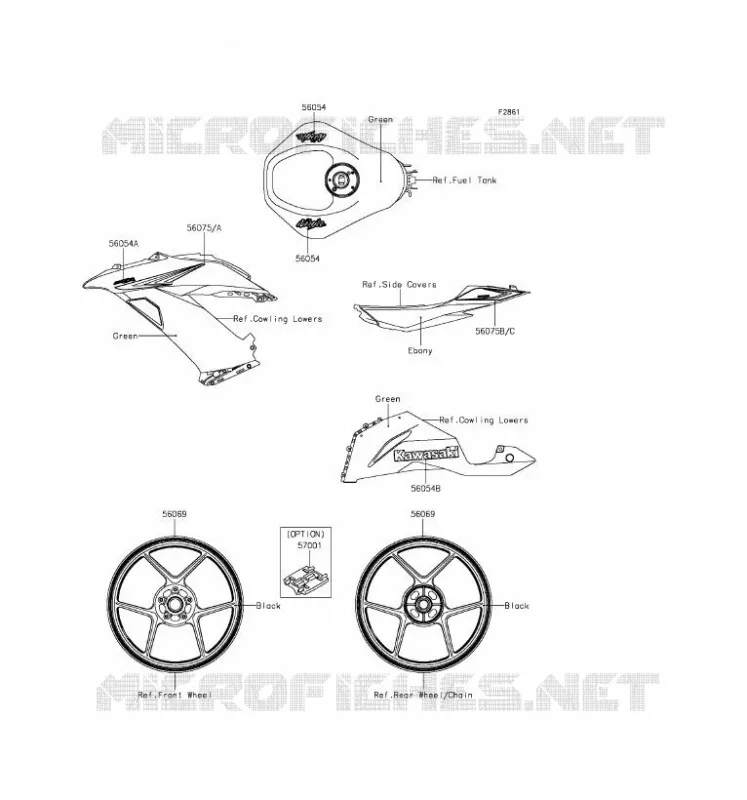 STICKER(GREEN) Kawasaki MOTOS 636 2016 NINJA ZX-6R  ZX636EGF