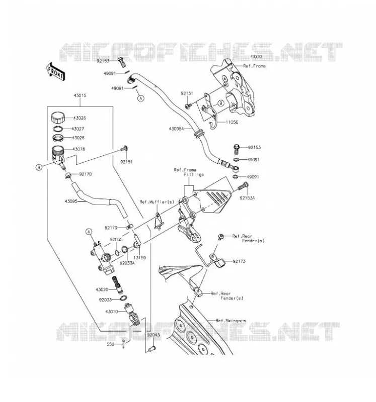 MAITRE CYLINDRE ARRI&Egrave;RE Kawasaki MOTOS 636 2016 NINJA ZX-6R  ZX636EGF