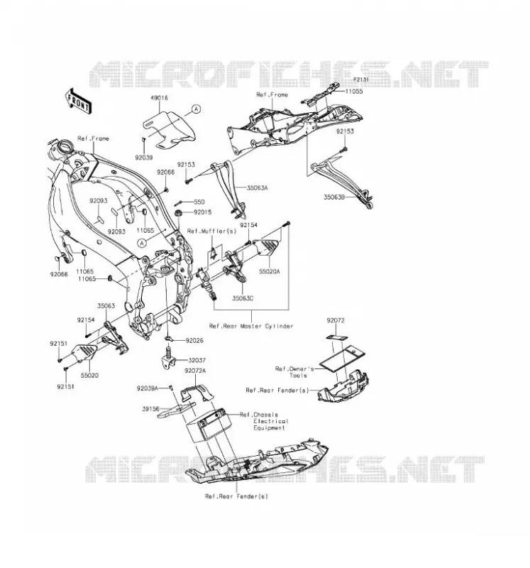 PIECE DE CADRE (COUVERTURE) Kawasaki MOTOS 636 2016 NINJA ZX-6R  ZX636EGFA