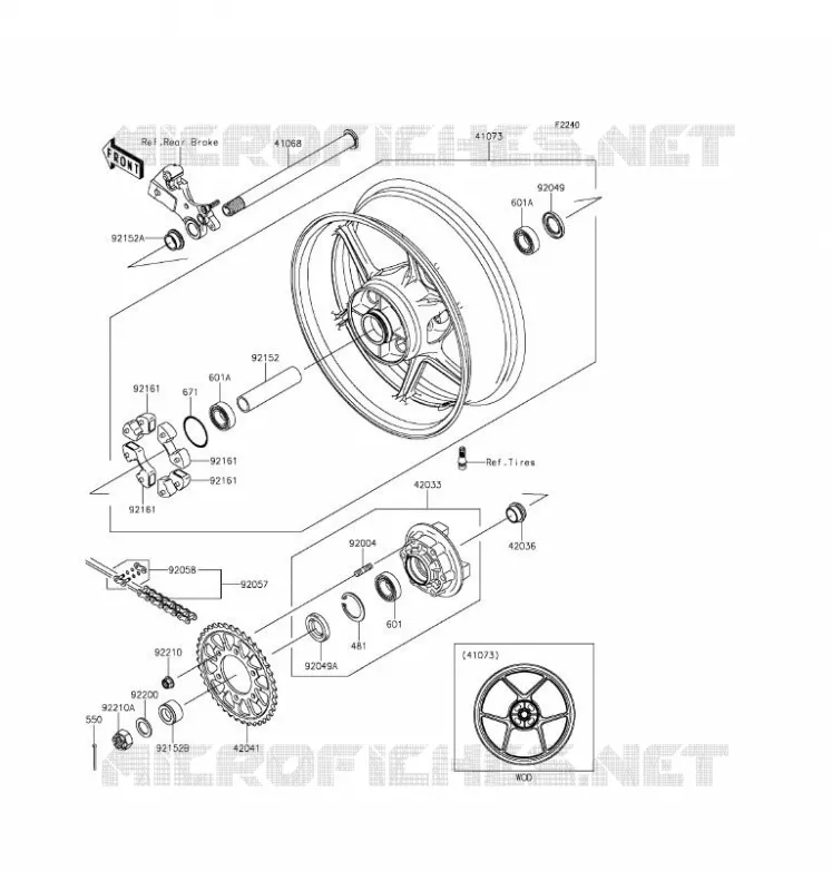 ROUE ARRI&Egrave;RE/CHAINE Kawasaki MOTOS 636 2016 NINJA ZX-6R ABS  ZX636FGF