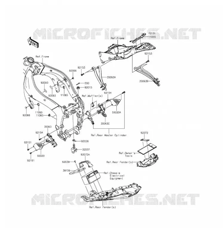 PIECE DE CADRE (COUVERTURE) Kawasaki MOTOS 636 2016 NINJA ZX-6R ABS  ZX636FGFA