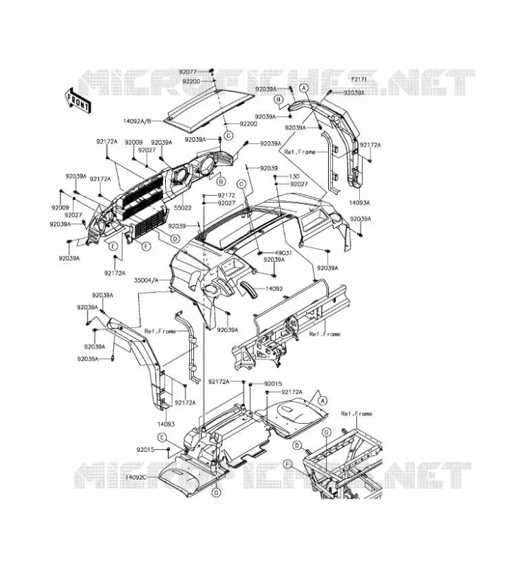 GARDE BOUE AVANT Kawasaki SSV 1000 2016 MULE PRO-DXT  KAF1000CGF