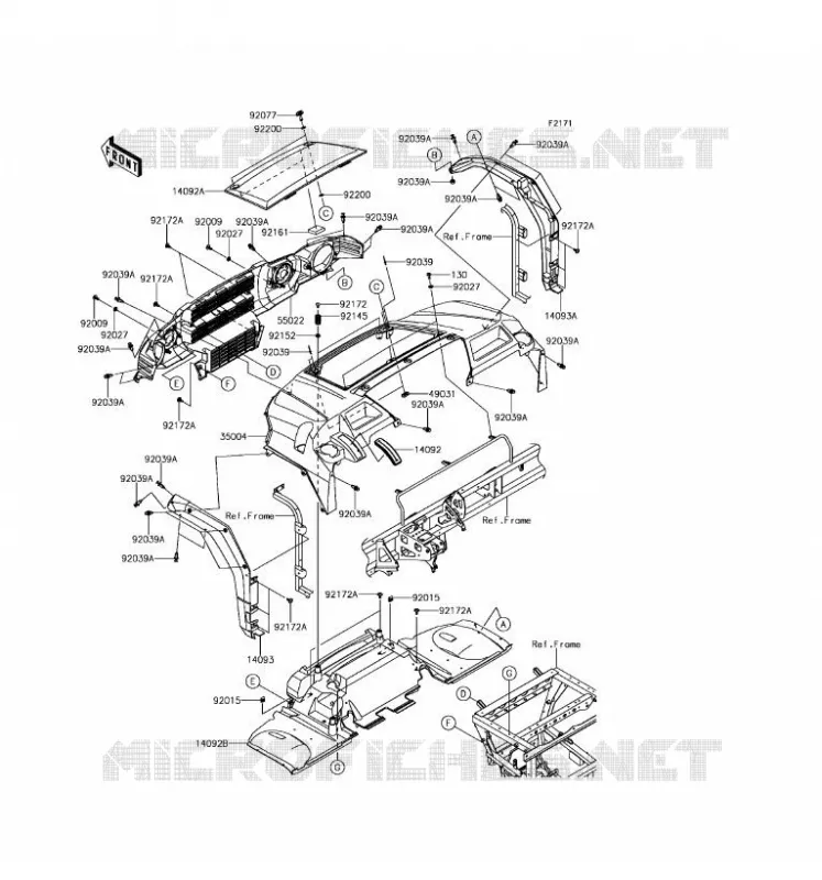 GARDE BOUE AVANT Kawasaki SSV 1000 2017 MULE PRO-DX  KAF1000DHF