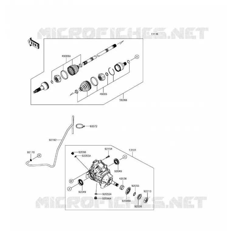 ARBRE DE TRANSMISSION-AVANT Kawasaki SSV 1000 2017 MULE PRO-DX  KAF1000EHF
