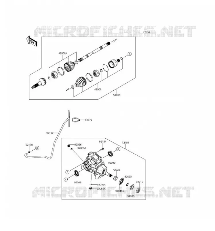 ARBRE DE TRANSMISSION-AVANT Kawasaki SSV 1000 2016 MULE PRO-DX  KAF1000FGF