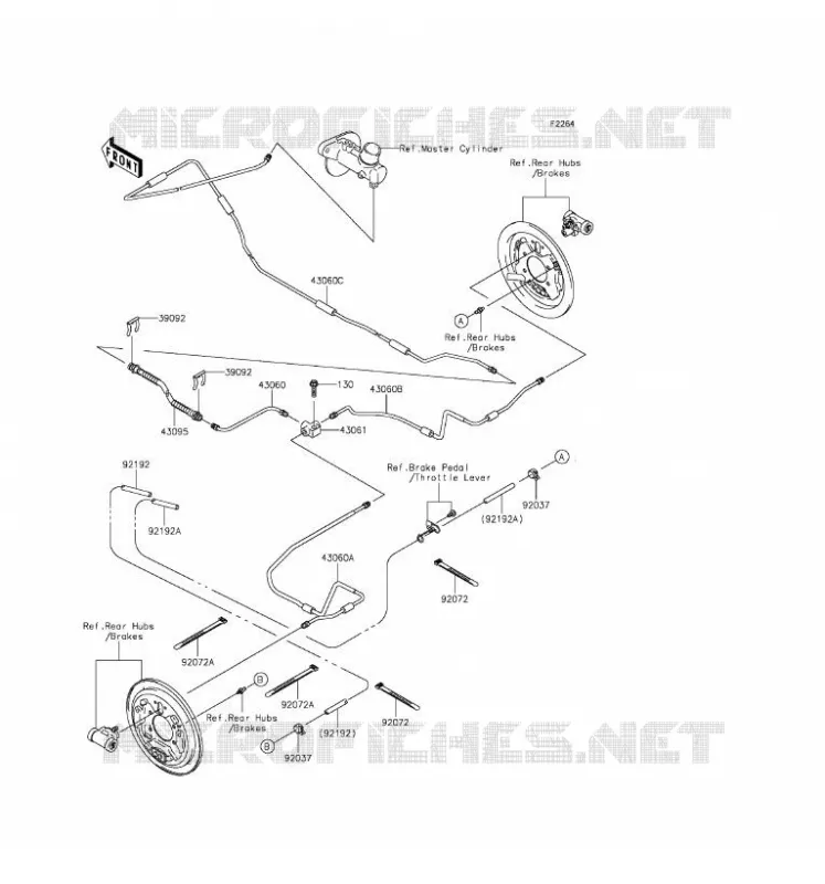 FLEXIBLE DE FREIN ARRIERE Kawasaki SSV 400 2016 MULE 610 4X4  KAF400AGF