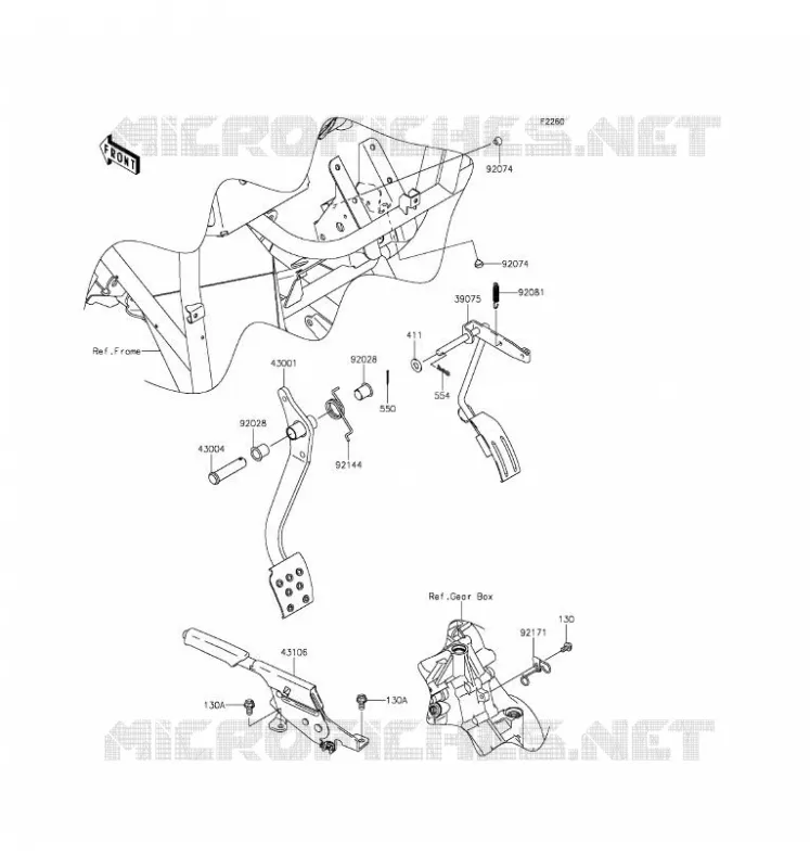PEDALE DE FREIN/LEVIER ACCELERATEUR Kawasaki SSV 400 2016 MULE 610 4X4  KAF400AGF