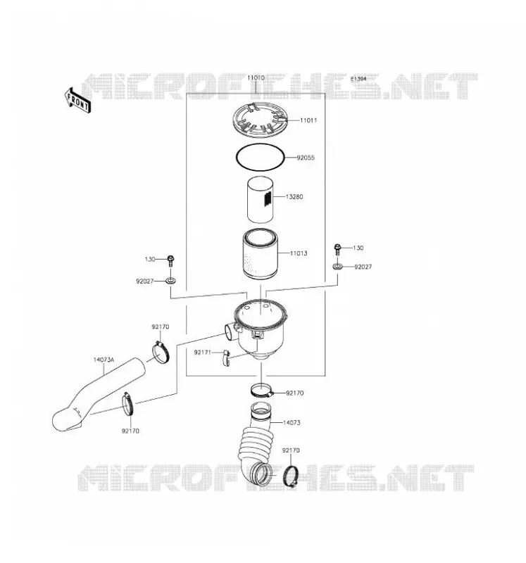 FILTRE A AIR - CONVERTISSEUR Kawasaki SSV 400 2016 MULE 610 4X4 XC  KAF400FGF