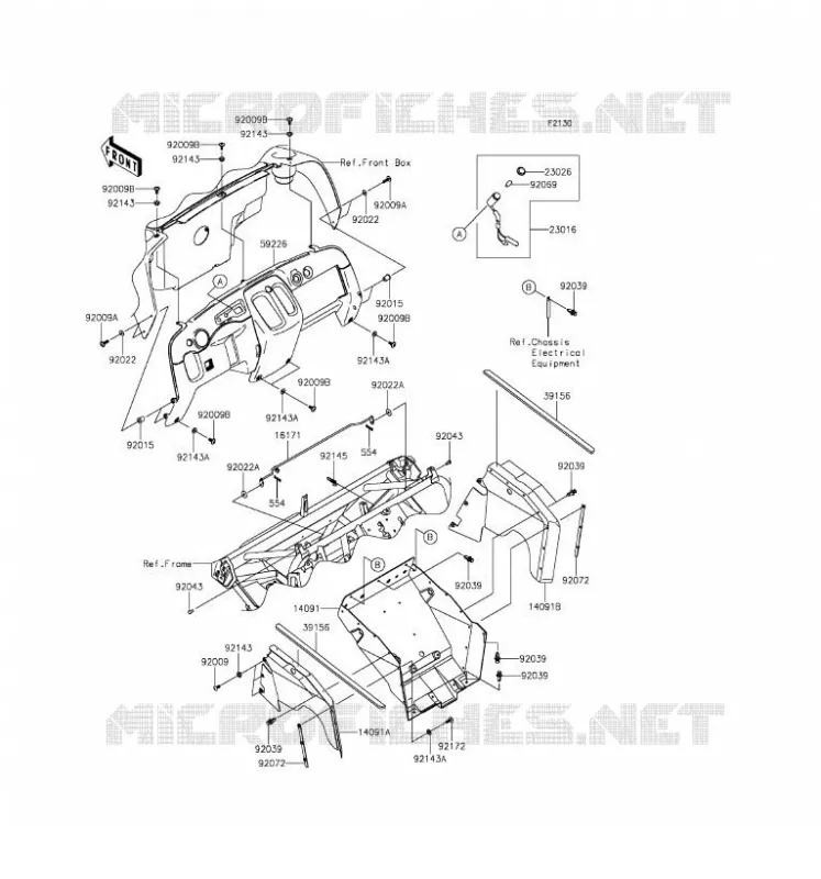 PIECE DE CADRE(AVANT) Kawasaki SSV 400 2016 MULE 610 4X4 XC  KAF400FGF