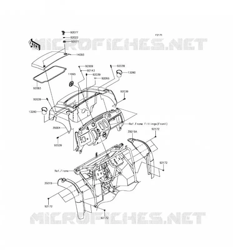 GARDE BOUE AVANT Kawasaki SSV 400 2017 MULE SX 4X4  KAF400HHF