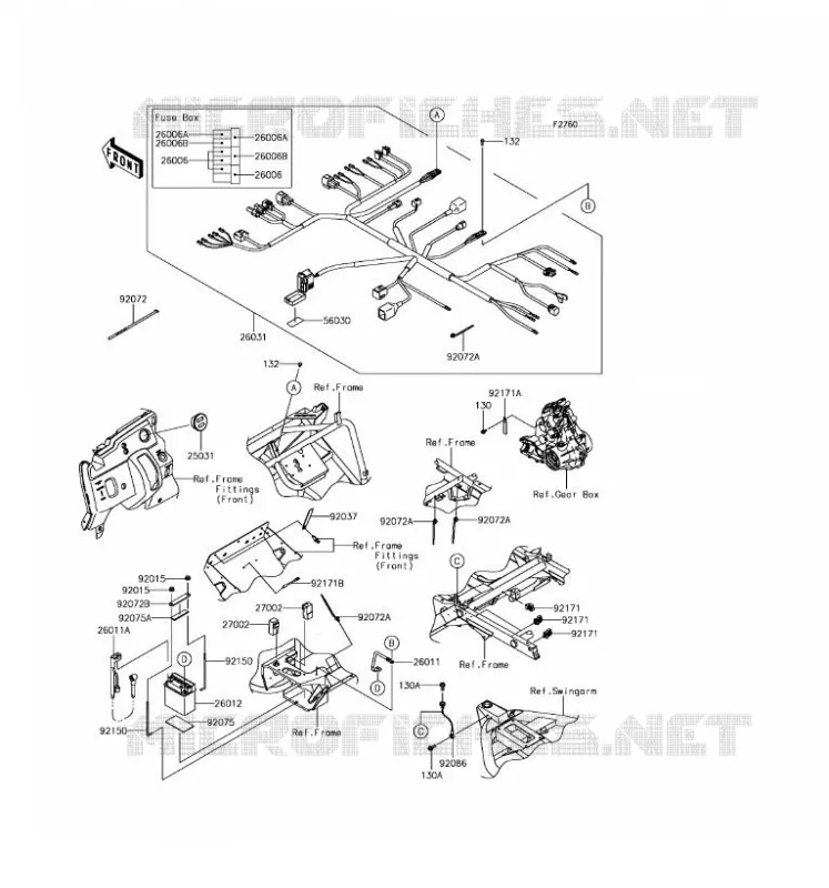 CHASSIS EQUIPMENT ELECTRIQUE Kawasaki SSV 400 2017 MULE SX  KAF400JHS
