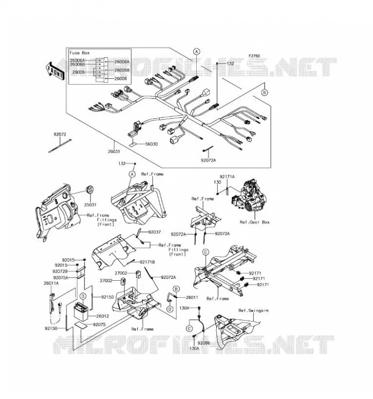 CHASSIS EQUIPMENT ELECTRIQUE Kawasaki SSV 400 2017 MULE SX  KAF400KHF
