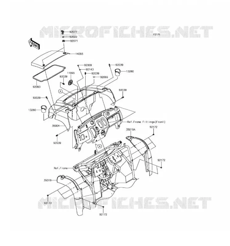 GARDE BOUE AVANT Kawasaki SSV 400 2017 MULE SX  KAF400MHS