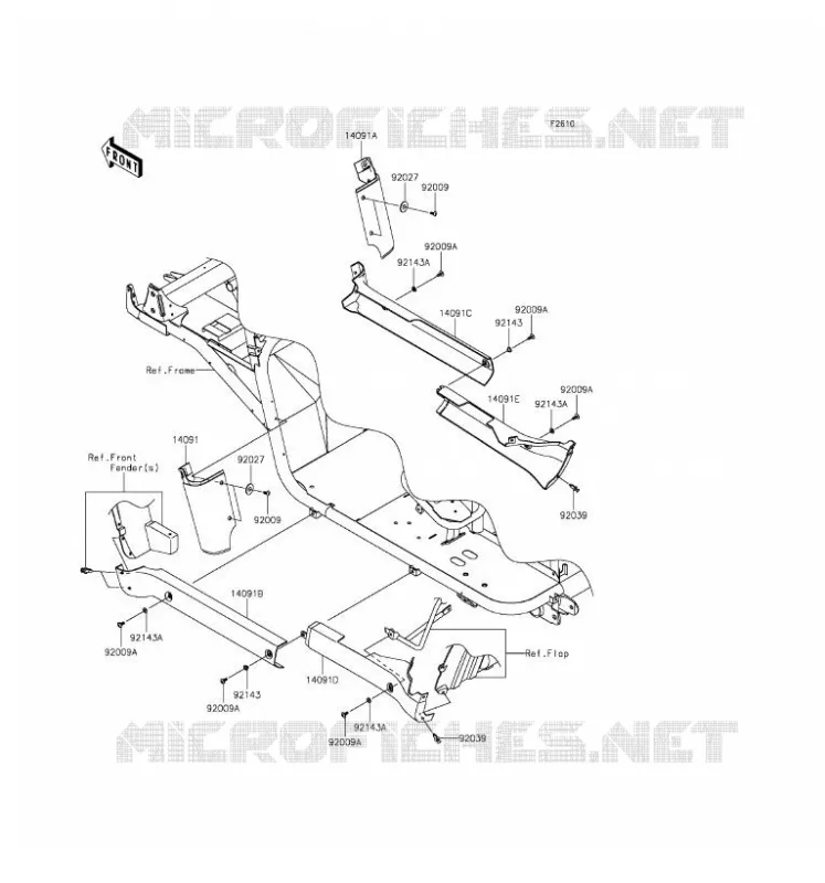 CACHE LAT&Eacute;RAL/GARDE CHAINE Kawasaki SSV 620 2016 MULE 4010 4X4  KAF620MGF
