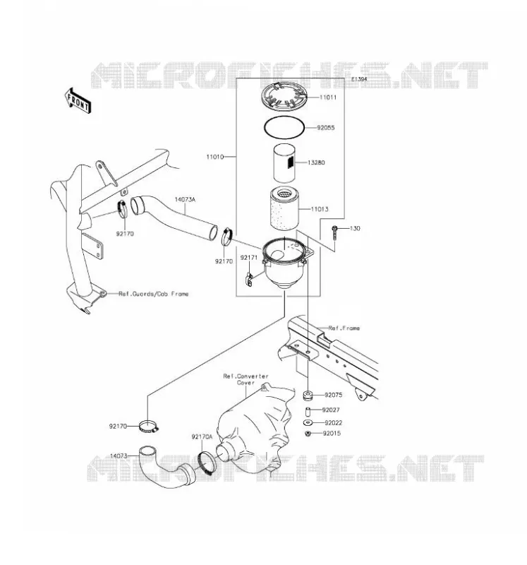 FILTRE A AIR - CONVERTISSEUR Kawasaki SSV 620 2017 MULE 4010 4X4  KAF620MHF