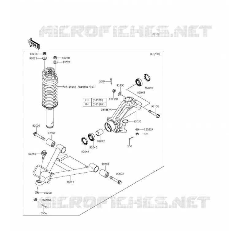 AMORTISSEUR AVANT Kawasaki SSV 620 2016 MULE 4000  KAF620PGF