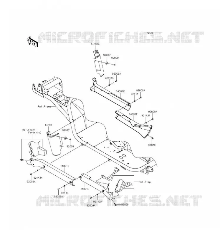 CACHE LAT&Eacute;RAL/GARDE CHAINE Kawasaki SSV 620 2016 MULE 4010 4X4  KAF620TGF