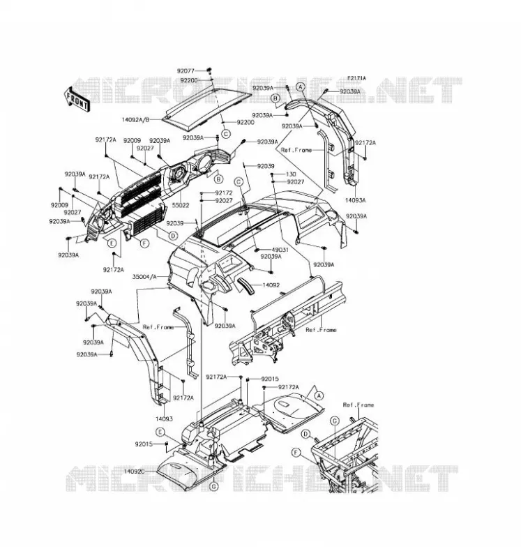 GARDE BOUE AVANT Kawasaki SSV 820 2016 MULE PRO-FXT  KAF820BGF