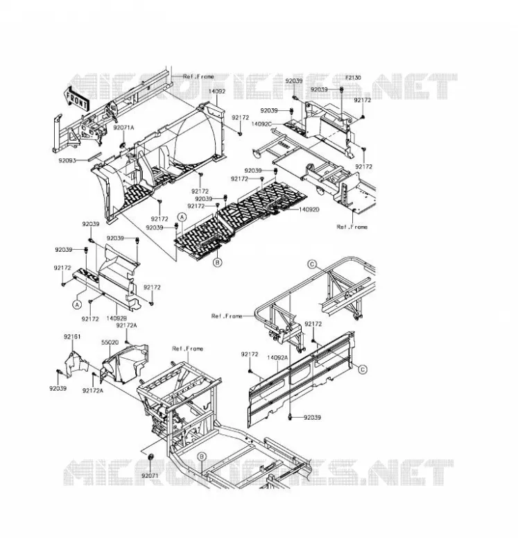 PIECE DE CADRE(AVANT) Kawasaki SSV 820 2017 MULE PRO-FXT  KAF820BHF