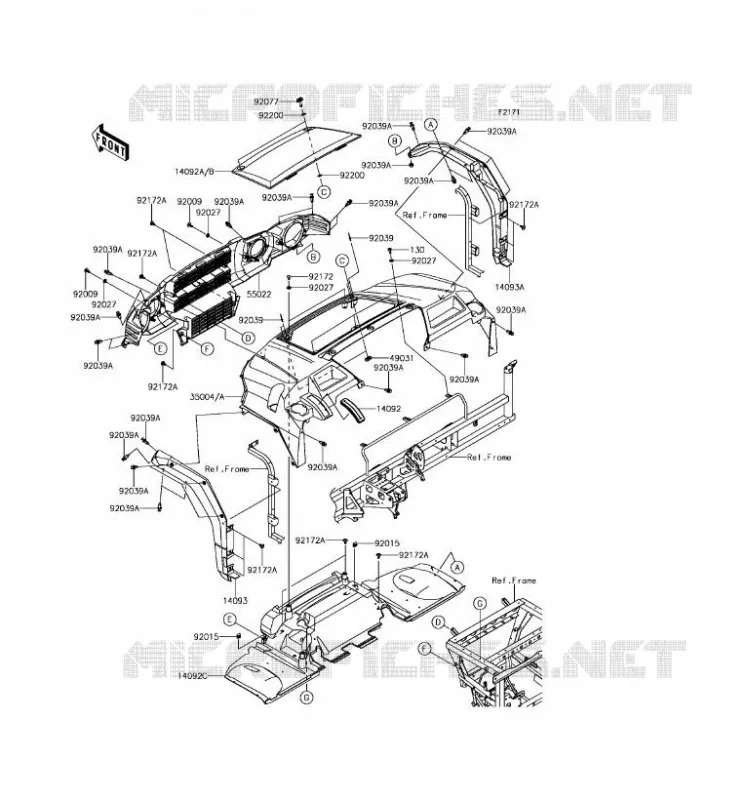 GARDE BOUE AVANT Kawasaki SSV 820 2016 MULE PRO-FX  KAF820GGF